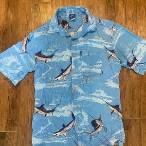 Guy Harvey Ocean Blue Shark Print Shirt